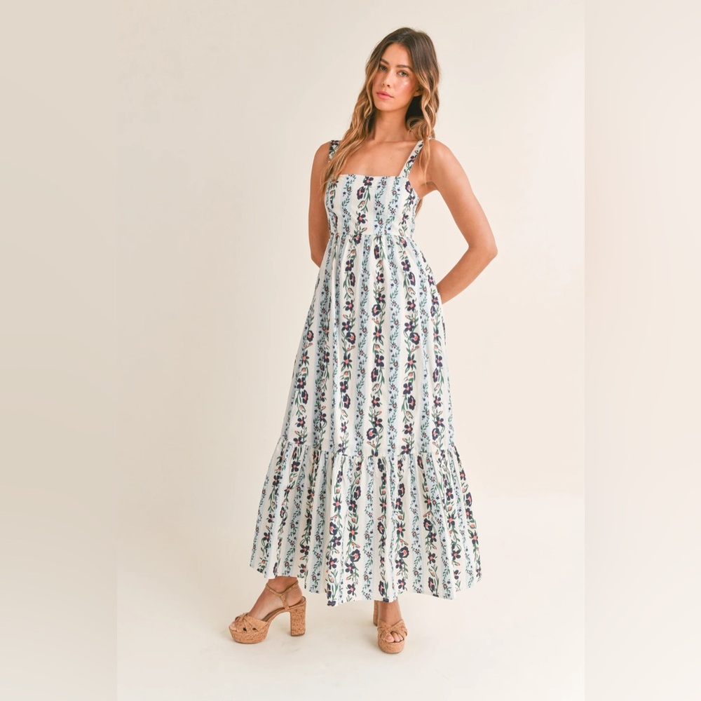Floral Striped Maxi Dress